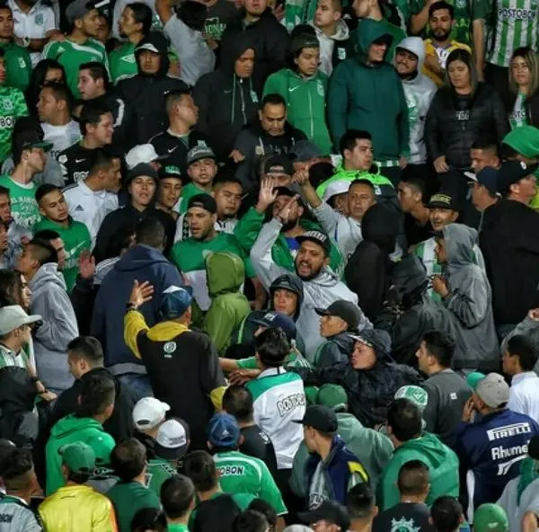 Vergüenza en el estadio El Campín: hinchas de Nacional se agarraron a golpes en las tribunas en el marco del partido La Equidad-Nacional.
