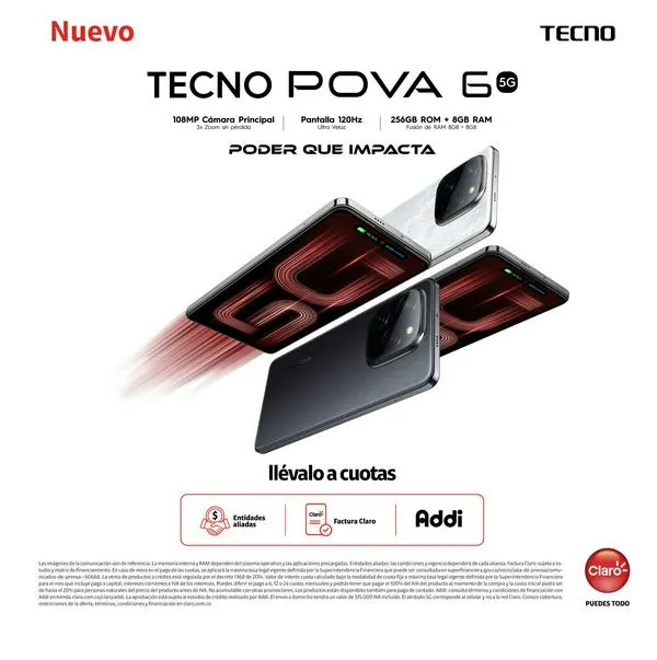 TECNO POVA 6 5G: nuevo celular llega a Colombia.