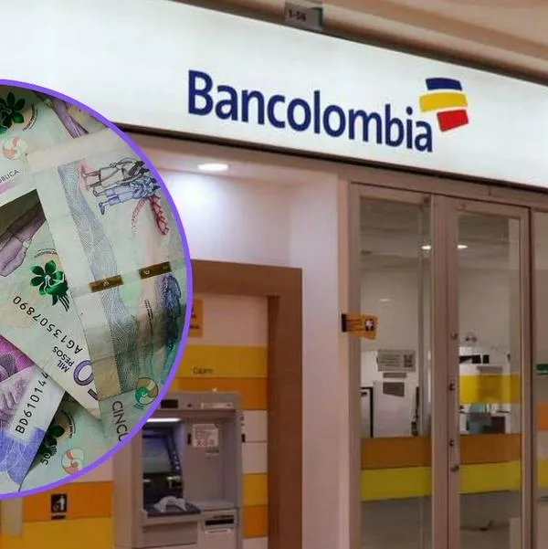 Sucursal Bancolombia y dinero colombiano.