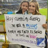 Niña hincha de Millonarios conmovió con pedido que hizo en El Campín sobre su salud