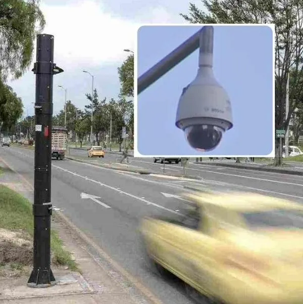 Fotos de cámaras de fotomultas en Bogotá, en nota sobre cómo saber si una fotomulta queda inhabilitada por error de procedimiento común