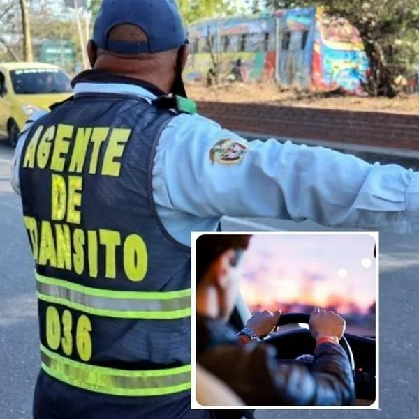 Fotos de agente de tránsito y conductor, en nota de qué cosas no puede hacer agente de tránsito en Colombia: dato a Uber, Didi y más