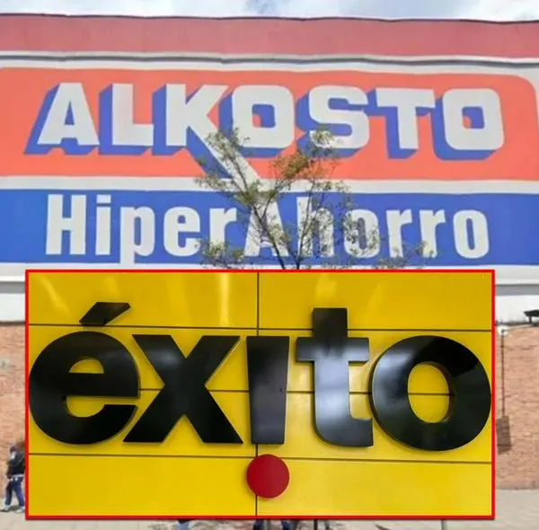 Fotos de Alkosto y Éxito, en nota de cuál es el Alkosto más grande de Colombia, cerca a Éxito de mayor tamaño en país