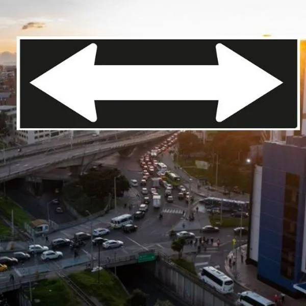 Foto de tránsito y señal SR-39, en nota de qué significa la señal de flecha horizontal blanca en Colombia