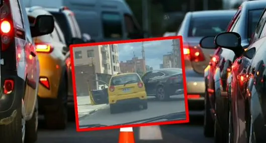 Terrible pelea de conductor con taxista en Bogotá