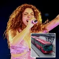 Fotos de Shakira y Transmilenio,en nota de Shakira en Bogotá 2025 y qué rutas de Transmilenio están al final del concierto