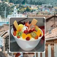 Fotos de Bogotá y ensalada de frutas grande, en nota sobre cuál es la ensalada de frutas más grande de Cundinamarca y a una hora de Bogotá