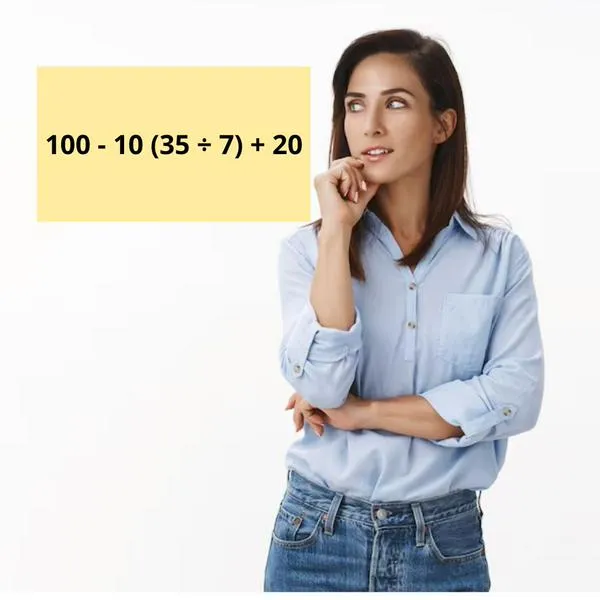 ¿Cuánto es 100 - 10 (35 ÷ 7) + 20? Desarrolle este reto matemático