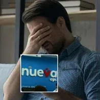 Fotos de hombre preocupado y Nueva EPS,en nota de qué hacer si pierde fórmula médica de Nueva EPS: guía para solucionar problema