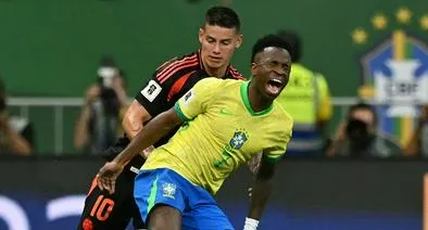 James Rodríguez en el partido de Colombia vs. Brasil.