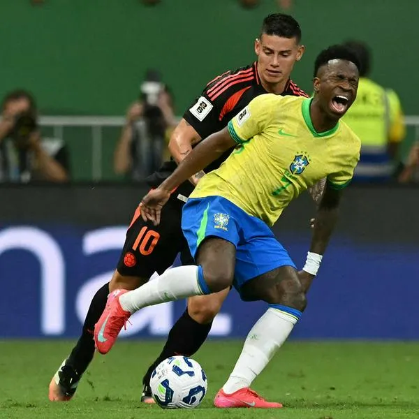 James Rodríguez en el partido de Colombia vs. Brasil.