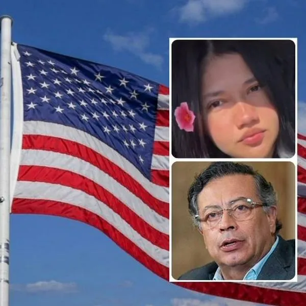 Foto de bandera de Estados Unidos, María Fernanda Rico y Gustavo Petro, en nota de colombiana accidentada en Estados Unidos: urgencia y piden ayuda a Gustavo Petro
