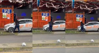 Mujer rayó el carro a su novio cuando lo encontró con la amante en motel: video