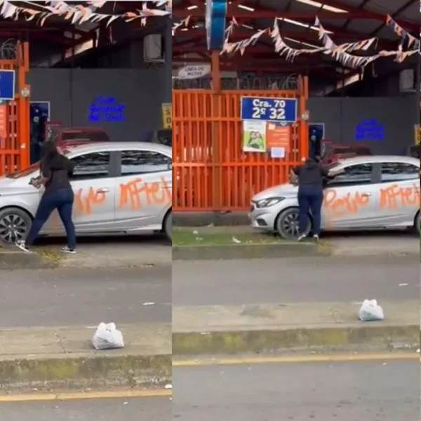 Mujer rayó el carro a su novio cuando lo encontró con la amante en motel: video