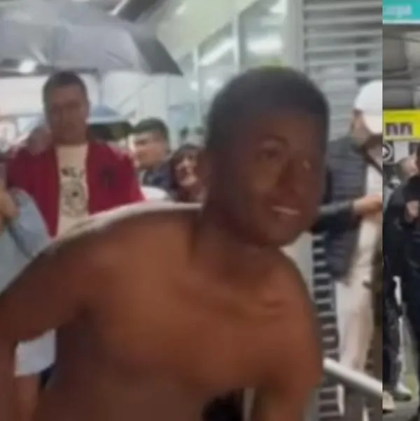 [Video] Lluvia de Bogotá sacó los dotes de nadador a usuario en Transmilenio