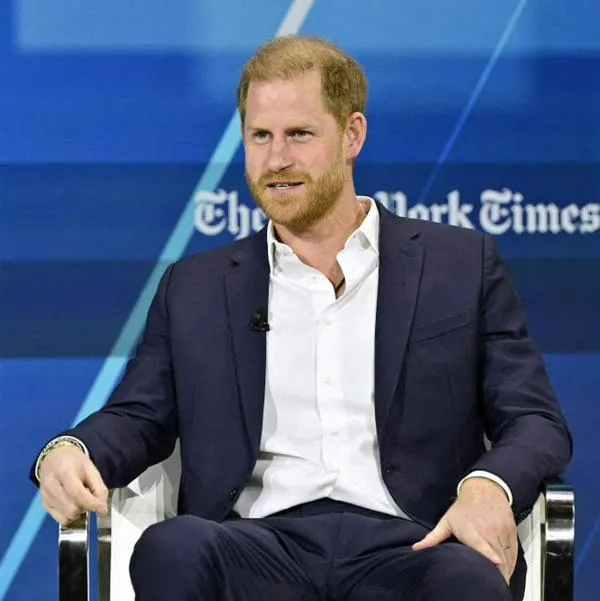 NEW YORK, NEW YORK - DECEMBER 04: Prince Harry, Duke of Sussex, speaks onstage during The New York Times Dealbook Summit 2024 at Jazz at Lincoln Center on December 04, 2024 in New York City.   Eugene Gologursky/Getty Images for The New York Times/AFP (Photo by Eugene Gologursky / GETTY IMAGES NORTH AMERICA / Getty Images via AFP)