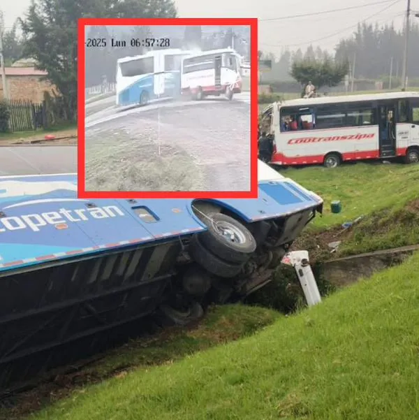 Accidente de buses en vía Tunja-Bogotá hoy: salió video del momento del choque 