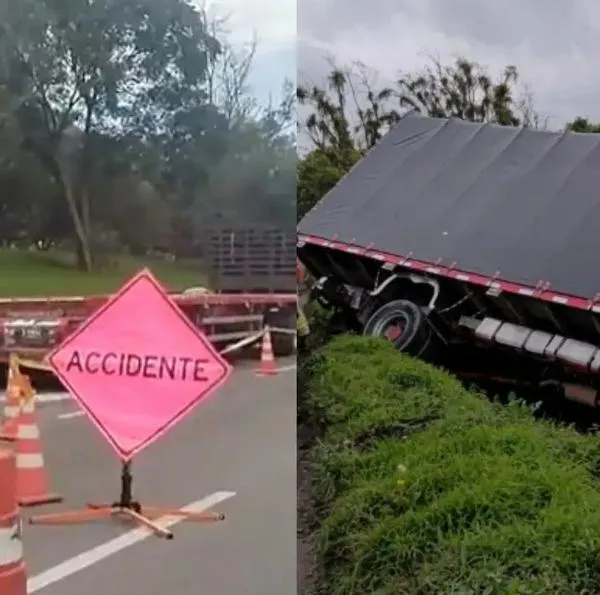 Grave accidente en Autopista Norte (Bogotá): murió motociclista por choque contra camión y reportaron el volacmiento de otro camión muy cerca.