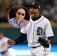 Rubby Pérez en una fotocomposición con Octavio Dotel en un partido. El cantante y beisbolista respectivamente murieron en el desplome del techo de la discoteca Jet Set en República Dominicana