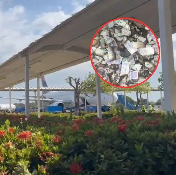 Imágenes de la balacera en el aeropuerto de Riohacha, durante un robo de un carro de valores. Delincuentes quemaron dinero