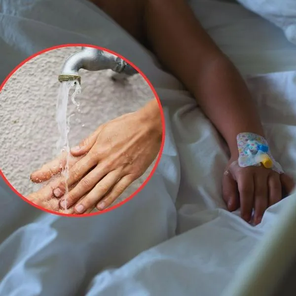 Niño hospitalizado y grifo de agua potable