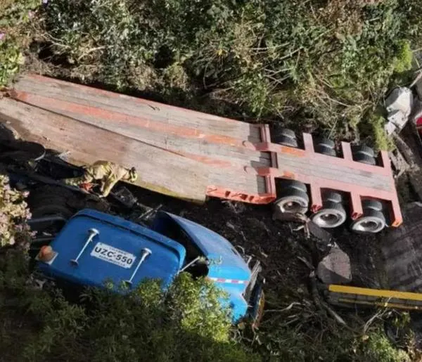 Tractocamión se fue a abismo y conductor esquivó la muerte de milagro; hay fotos