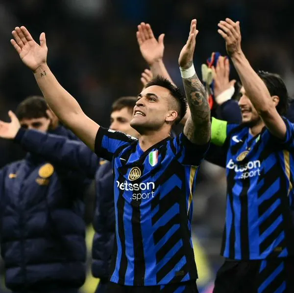 Inter de Milán, con Lautaro Martínez, celebrando la clasificación en Champions League contra Bayern Múnich