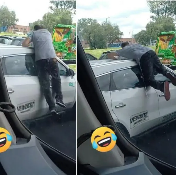 Bogotá: conductor quiso buscar pelea y se subió a un carro en vía, video viral