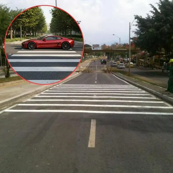 Foto de bandas alertadoras, en nota sobre qué significan rayas blancas horizontales en vías de Colombia, banda alertadora