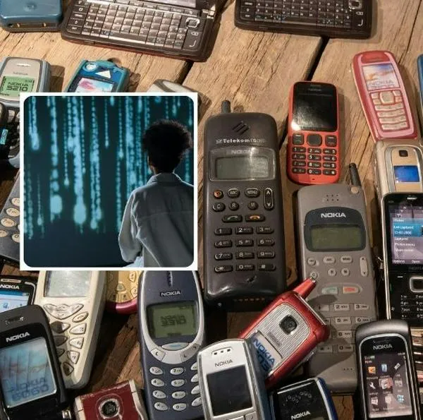Foto de Nokia y persona con datos, en nota de cuál fue primer celular con Internet en Colombia: Nokia muy similar al de Matrix