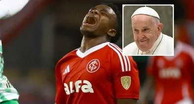 Fotos de Inter de Brasil y papa Francisco, en nota sobre feo gesto contra papa Francisco en Copa Libertadores con castigo único en Brasil