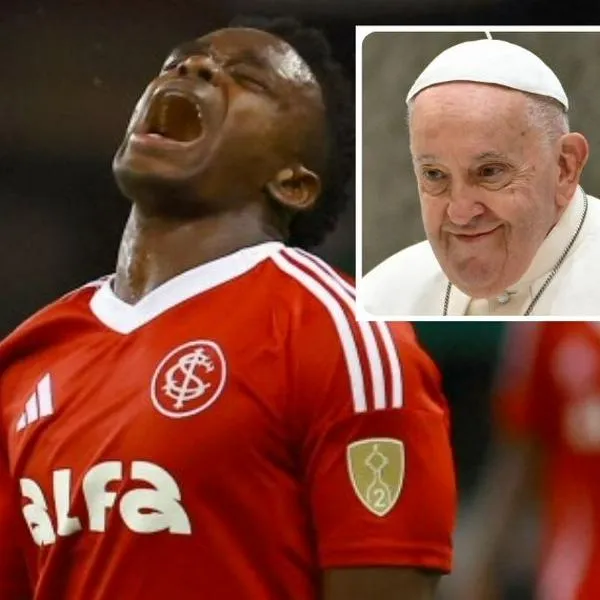 Fotos de Inter de Brasil y papa Francisco, en nota sobre feo gesto contra papa Francisco en Copa Libertadores con castigo único en Brasil