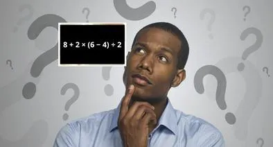 Foto de persona pensando y matemáticas, en nota de cuál es la respuesta a 8 + 2 × (6 − 4) ÷ 2: reto matemático del día para activar