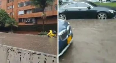 Calles de Bogotá inundadas durante las lluvias del viernes 25 de abril