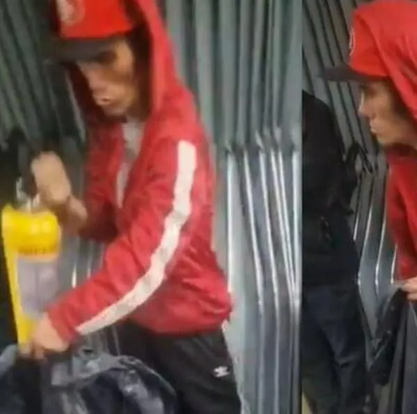 Hombre se robó un extintor del Transmilenio y lo empacó en una bolsa