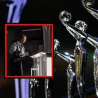 Claudio Cataño, actor colombiano, recibiendo el premio Platino del público.
