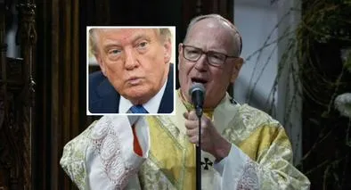 Fotos de Timothy Dolan y Donald Trump, en nota de quién es Timothy Dolan, cardenal señalado por Trump como papa y popular en redes