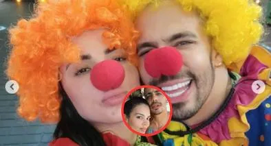 De fondo, Karina García y Andrés Altafulla; en el recuadro, 'Rochy' junto al cantante / Instagram: @lacasadelosfamososcolombia1 / Composición de Pulzo
