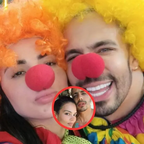 De fondo, Karina García y Andrés Altafulla; en el recuadro, 'Rochy' junto al cantante / Instagram: @lacasadelosfamososcolombia1 / Composición de Pulzo
