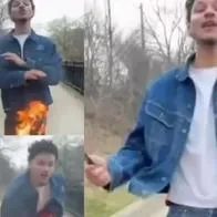 Video viral de cantante que se prendió en llamas
