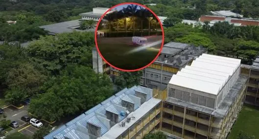 Ambulancia en la Universidad del Valle, atendiendo a las heridas en una balacera
