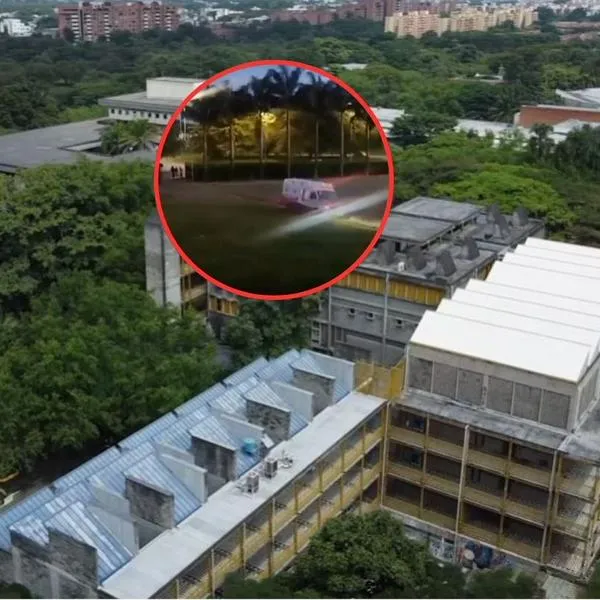 Ambulancia en la Universidad del Valle, atendiendo a las heridas en una balacera