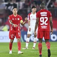 Jugadores de América de Cali en partido de Copa Sudamericana