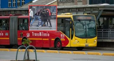 Momento en el que un pasajero golpeó a un ladrón frente a una estación de Transmilenio (Bogotá)
