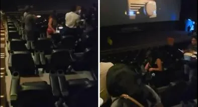 Momento en el que evacúan una sala de cine donde daban 'Destino final' por una alerta de incendio