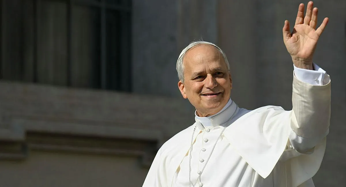 VATICAN CITY, VATICAN - MAY 18: (EDITOR NOTE: STRICTLY EDITORIAL USE ONLY - NO MERCHANDISING) Pope Leo XIV leads the inauguration Mass of his Papacy in St. Peter's Square on May 18, 2025 in Vatican City, Vatican. Pope Leo XIV (formerly Robert Francis Prevost) presided over his inauguration mass in St Peter's Square after his election on May 8th. Pope Leo XIV (formerly Robert Francis Prevost) presided over his inauguration mass in St Peter's Square after his election on May 8th. (Photo by Vatican Media/Vatican Pool - Corbis/Getty Images)