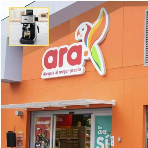 Tiendas Ara productos: hay cafetera Oster para Espresso y Cappuccino en $200.000