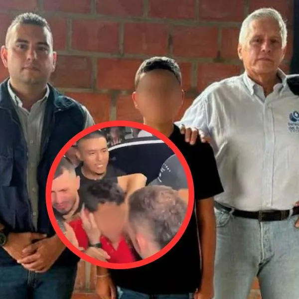 Muestran foto de Lyan Hortúa con Jesús Antonio Cuadros, asesinado un día después de la liberación del niño. El hombre se la tomó luego de la entrega. 