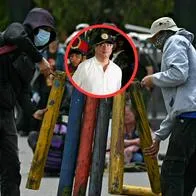 Al parecer, contrataron extranjeros para que armen bloqueos y disturbios en Bogotá. Hubo encapuchados que dañaron semáforos y quemaron llantas. 