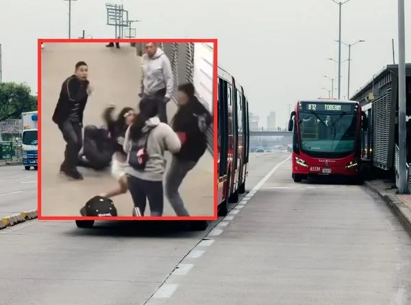Pelea grupal en Transmilenio: hombre peleó con dos mujeres y sujeto con puñal